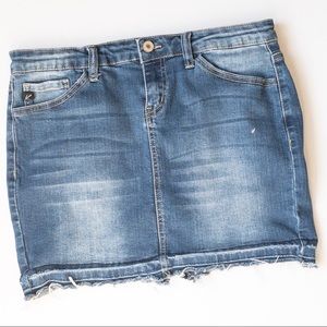 Raichu - Jean Mini Skirt With Raw Edge Hem